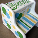 Polka Dot Stripe Themed Stepstools from Painted Jewels ... click to enlarge